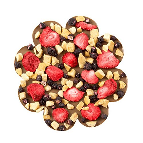 Blume mit Aprikose, Blaubeeren, Erdbeeren - Schokoladentafel mit getrockneten Früchten - Schokolade - Geschenk - Frau - Muttertag von CHOCOLISSIMO