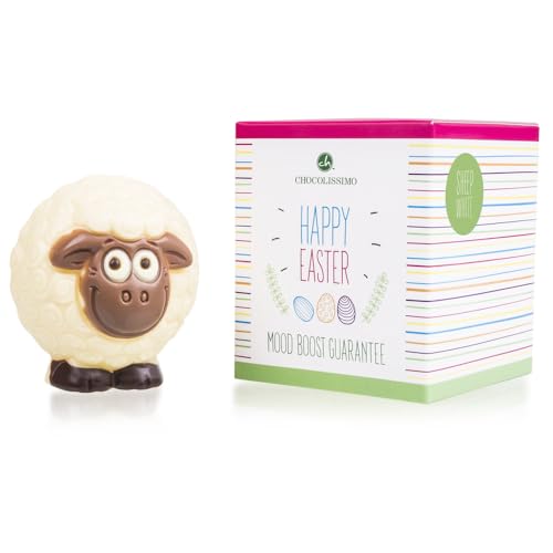 Choco Sheep White - Schaf aus weißer Schokolade | Ostergeschenk | Ostern | Osterschokolade | Ostersüßigkeiten | Osterdekoration | Ostergeschenke für Kinder | Süßigkeiten | Mädchen | Jungen von CHOCOLISSIMO