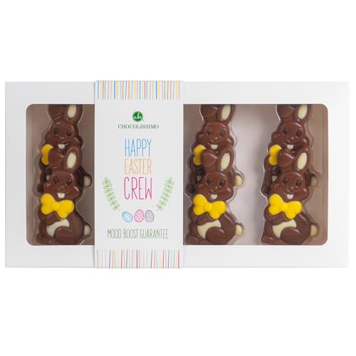 CHOCOLISSIMO – Schokolade - flache Osterhasenfiguren aus Vollmilchschokolade, Geschenk, Ostern, Osterschokolade, Frau, Junge, Mädchen, Osternest, Osterüberraschung, Ostersüßigkeit, Ostergeschenk von CHOCOLISSIMO