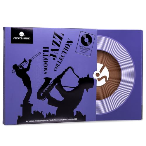 ChocoVinyl ?Jazz? - Schallplatte aus Schokolade | Schoko-Schallplatte | Musik Liebhaber Geschenk | Witzige Schokoladen Geschenke | Geschenkidee für Musik liebende | Musiker | Vatertag von CHOCOLISSIMO