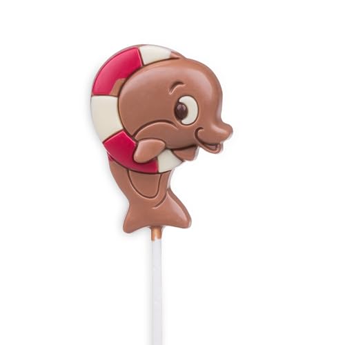 Delfin Lollipop - Lutscher aus Vollmilchschokolade am Stiel | Schokolade | Kind | Kinder | Junge | Mädchen | Geburtstag | Weihnachten | Give-Away | Mitbringsel | Überraschung | Süßigkeit von CHOCOLISSIMO