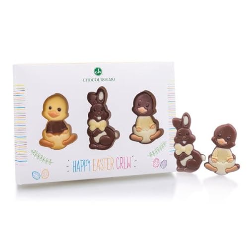 Easter Figures - Schokolade - Set mit drei Schokoladenfiguren | Geschenk | Ostern | Mann | Frau | Junge | Mädchen | Osterschokolade | Osterüberraschung | Ostersüßigkeit | Osterknabberei von CHOCOLISSIMO