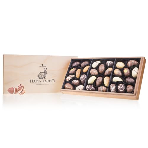 Easter Premiere Maxi - Osterei-Pralinen - 30 gefüllte Schokoladen-Ostereier | Premium Qualität in edler Holz-Box | Ostergeschenk | Ostern Schokolade | Schokoladeneier | Ostergeschenke von CHOCOLISSIMO