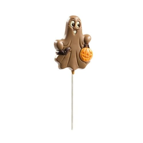 Ghost Lollipop Milk - Schokolade - Lolli aus Schokolade | Geschenk | Halloween | Junge | Jungen | Mädchen | Kind | Kinder | Halloweenschokolade | Halloweensüßigkeit | Geist von CHOCOLISSIMO