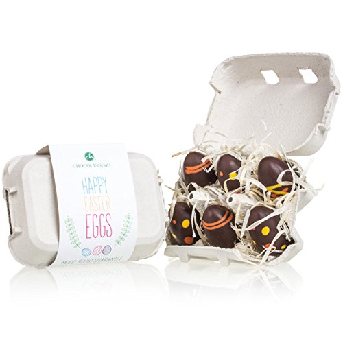 Happy Eggs Sixtet - Pralinen - 6 Schoko-Eier im Eierkarton | Schokoladeneier | Ostern Schokolade | Ostergeschenk | Ohne Alkohol | Geschenkidee für Kinder | Premium Qualität von CHOCOLISSIMO