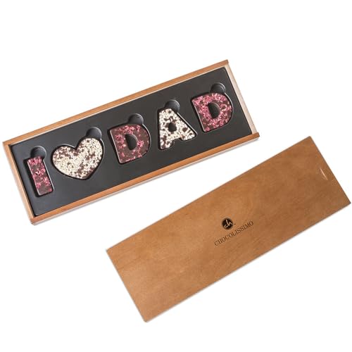 I love Dad - Zartbitterschokolade - Schokoladenbuchstaben | I ?? Dad | Vatertag | Geburtstag | Vater Geschenk | Vatertagsgeschenk | Geschenkidee | Geschenke für Papa | Schoko | Schokolade | Vati von CHOCOLISSIMO