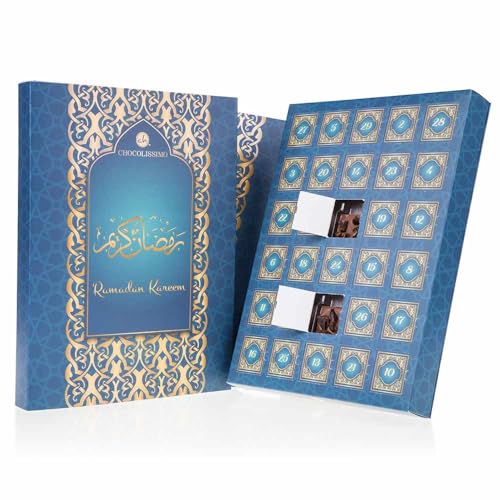 CHOCOLISSIMO - Ramadan Kalender - Schokolade mit Datteln - Iftar Kalender | Ramadhan Calendar | Geschenkidee für Muslime | Datteln, Mann | Frau | Kinder | Ramadan Kareem, Fastenmonat Geschenk, Luxus von CHOCOLISSIMO