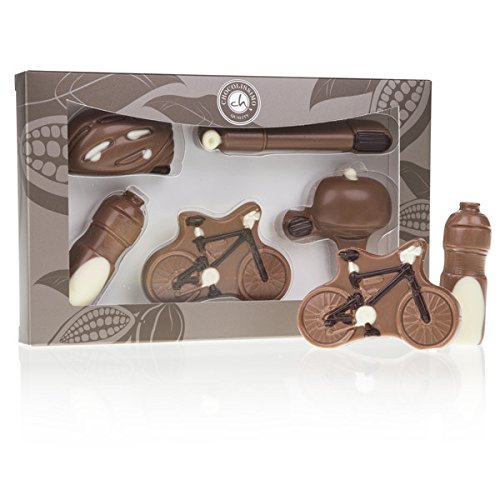 CHOCOLISSIMO - Fahrrad Geschenk - Schoko Fahrräder - 5 Figuren aus Schokolade Vollmilch - Geburtstagsgeschenk, Tortendeko, Lustige Geschenke für Radfahrer, Kinder, Frauen, Männer, Junge, Mädchen von CHOCOLISSIMO