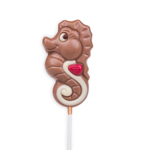 Seepferdchen Lollipop - Lutscher aus Vollmilchschokolade am Stiel | Schokolade | Kind | Kinder | Junge | Mädchen | Geburtstag | Weihnachten | Give-Away | Mitbringsel | Überraschung | Süßigkeit von CHOCOLISSIMO