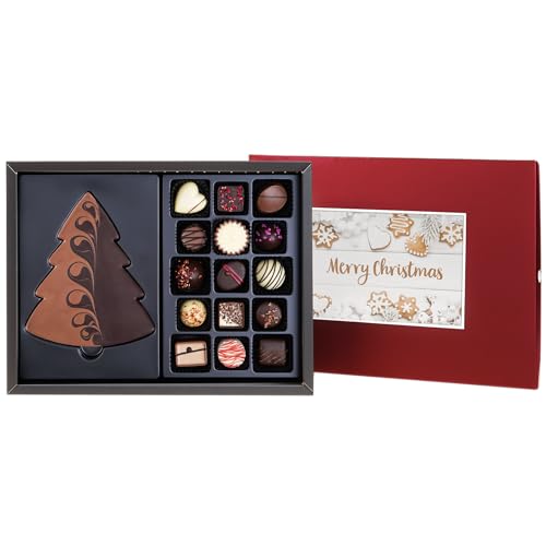 CHOCOLISSIMO - Weihnachtspralinen - Schokolade Geschenk Weihnachten - Schokoladentafel und 15 handgemachte Pralinen - Weihnachtsschokolade, Nikolaus Geschenk Frau, Mann - Xmas ChocoPostcard Maxi von CHOCOLISSIMO