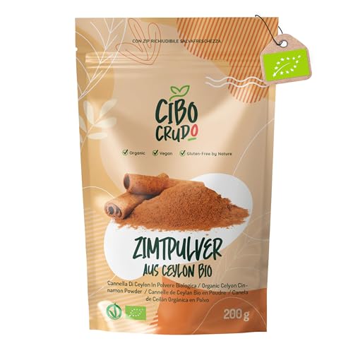 Bio Ceylon Zimt Gemahlen - 200g. Ceylon Zimt Bio Gemahlen 100% Rein Zimtpulver ohne Zusatzstoffen. Organic Cinnamon Powder. von CIBO CRUDO crudo biologico vegan