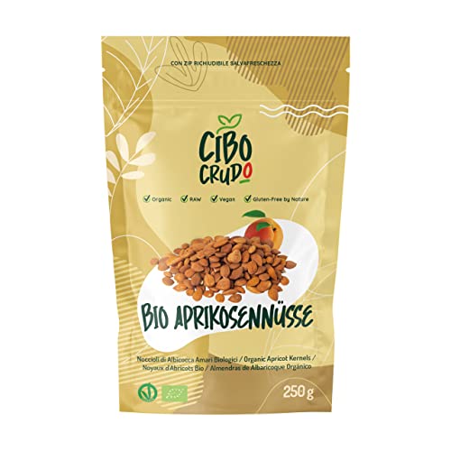 Bittere Aprikosenkerne Bio - 250g. Bitter Ganze Kerne enthält Vitamin B17 und Amygdalin aus Wilden Aprikosen. Bitter Apricot Seeds. von CIBO CRUDO crudo biologico vegan