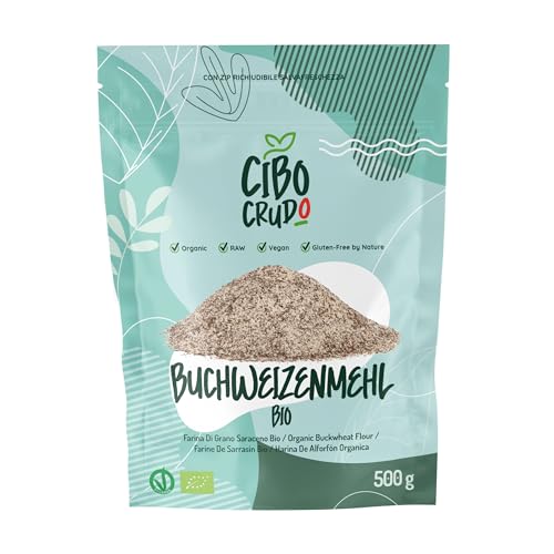 Buchweizenmehl Bio Glutenfrei - 500g. Buchweizenvollkornmehl Aus Vollkorn-Buchweizen. Für Süße Rezepte Torten und Kekse oder Nudeln Muffins Pizza und Brot. Organic Buckwheat Flour. von CIBO CRUDO crudo biologico vegan