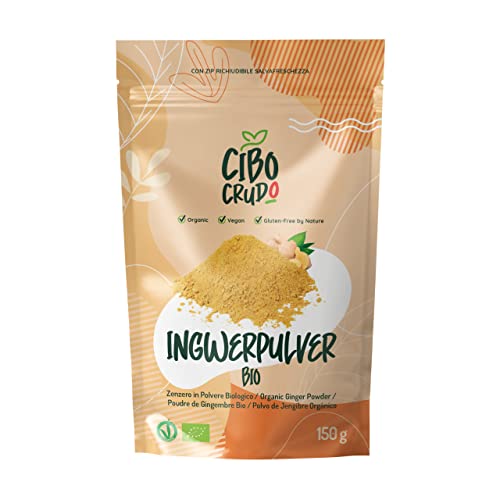 Ingwerpulver Bio und Roh Gemahlen - 150g. Ingwer Pulver Bio Getrocknete und Gemahlen für Ingwertee und Asiatischen Gerichten. Grounded Ginger Powder. von CIBO CRUDO crudo biologico vegan