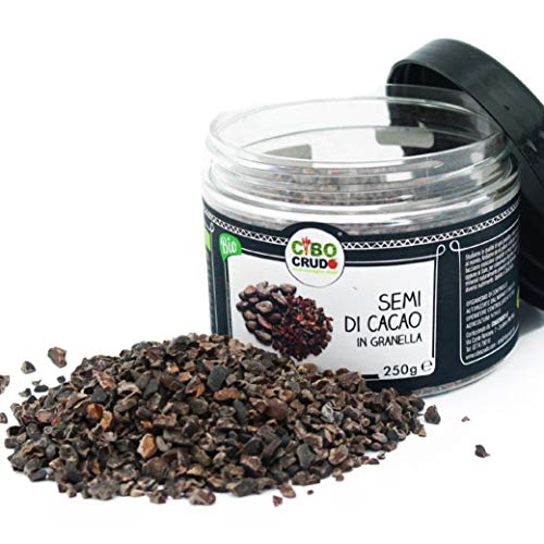 Kakao Nibs Bio und Roh - 250g. Roh Kakaonibs aus Rohkakao Bohnen ohne Zucker und Ungeröstet zum Essen oder in der Küche. Kakaobohnen in Stücken. Raw Cacao Nibs. von CIBO CRUDO crudo biologico vegan