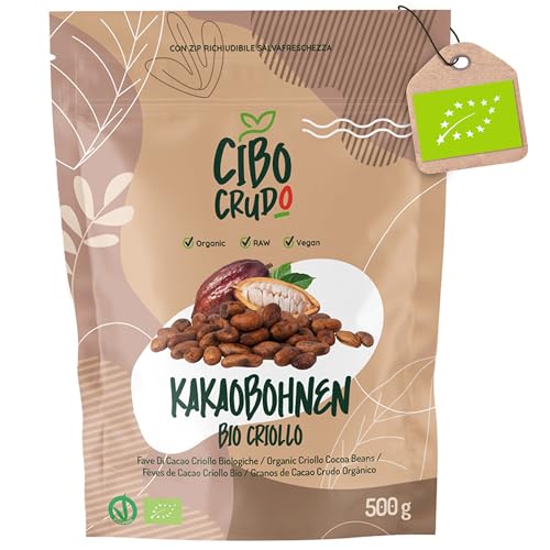 Kakaobohnen Roh Bio - 500g. Rohe Kakaobohnen Ungeröstet zum Essen aus Peru. Raw Cacao Beans Kakao Bohne Ganze Sorte Criollo. Bbiologischer Anbau. von CIBO CRUDO crudo biologico vegan