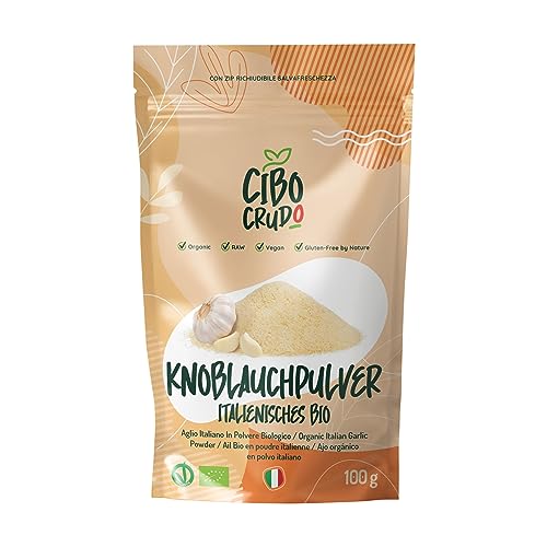 Knoblauchpulver Bio - 60g. Knoblauch Pulver Sonne Getrocknet Gemahlen aus Kontrolliert biologischem Anbau. Organic Garlic Powder. von CIBO CRUDO crudo biologico vegan