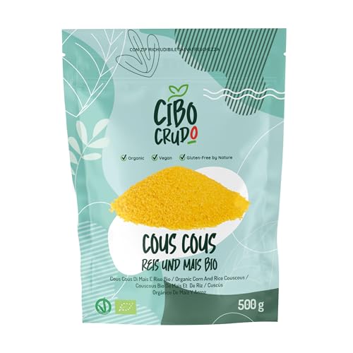 Mais und Reis Couscous - 500 g. 70% Mais und 30% Reis. Couscous Glutenfrei von Natur. Reich an Kohlenhydraten und Ballaststoffquelle. Vielseitig für Süße oder Herzhafte Rezepte. von CIBO CRUDO crudo biologico vegan