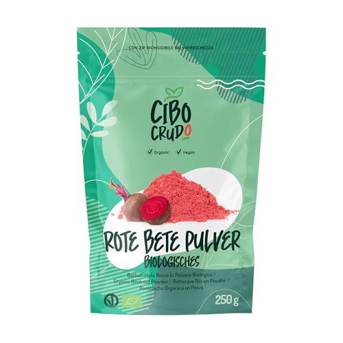 Rote Beete Pulver Bio - 250g. Rote Bete Pulver Getrocknet. Roh oder Gekocht zu Verwenden. Lebensmittelfarbe rot Pulver Natürlich und Rein für Smoothies und Säfte. Beetroot Powder. von CIBO CRUDO crudo biologico vegan