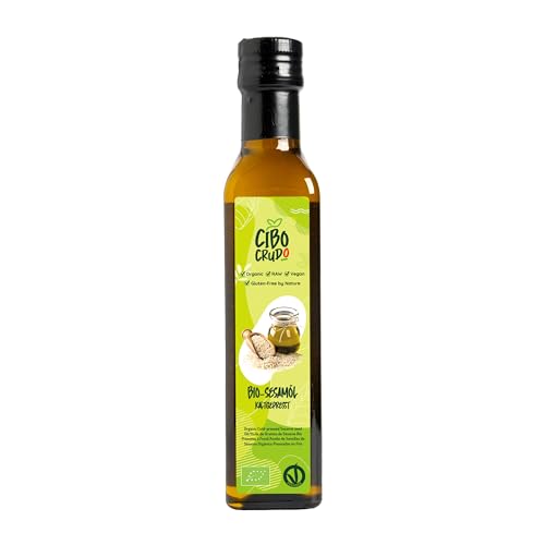 Sesamöl Bio Kaltgepresst und Ungeröstet - 250ml. Sesam öl zum Essen Massage oder Ayurveda. Speiseöl Natürlich und Rein. von CIBO CRUDO crudo biologico vegan