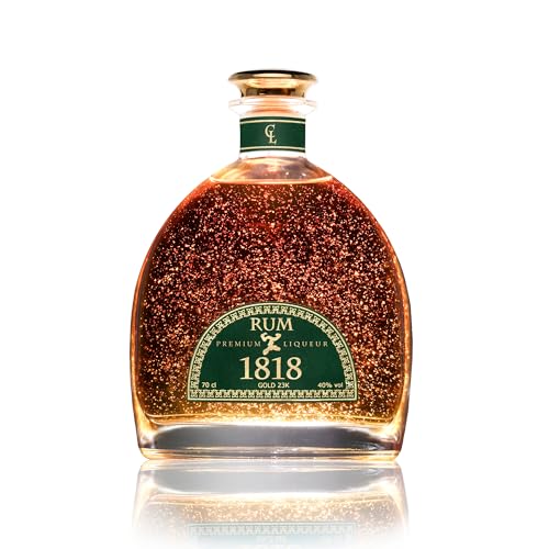 1818 Rum XO 23K Blattgold - Rum Geschenk für Männer & Frauen - Dominikanischer Ron Reserva - Double Cask Bourbon & Sherryfässern - mit Gold Zertifikat - Ohne Geschenkverpackung 40% 70 cl von CL CONDE LUMAR