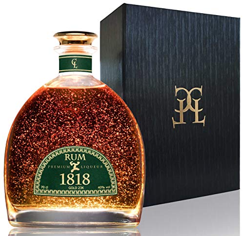 1818 Rum XO Geschenkset 23K Blattgold - Rum Geschenk für Männer & Frauen - Dominikanischer Reserva Double Cask Bourbon & Sherryfässern - Original Ron-Geschenkbox mit Gold Zertifikat 40% Vol 70 cl von CL CONDE LUMAR