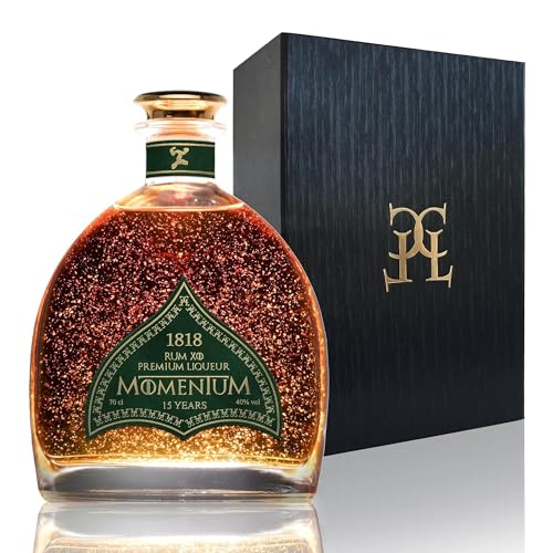 CONDE LUMAR 1818 - Rum 15 Jare XO Momentum 23 Karat reinem Blattgold - Rum-Geschenkset für Männer & Frauen - Rum Geschenkverpackung - Premium Liqueur mit Gold Zertifikat 40% Vol. 70 cl von CL CONDE LUMAR