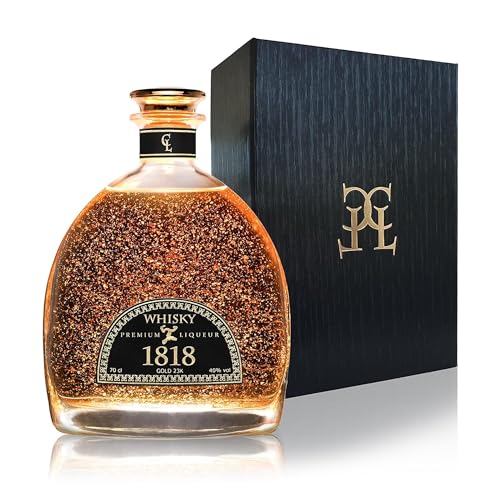 1818 Malt Whisky mit 23K Blattgold - 12 Jahre Alt Bourbon & Sherryfässern veredelt - Original Premium Whiskey-Geschenkset für Männer & Frauen mit Goldzertifikat & Geschenkverpackung 40% Vol. 70 cl von CL CONDE LUMAR