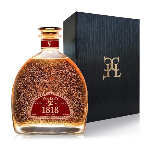 CONDE LUMAR 1818 - Whisky mit Geschenkverpackung - 23 Karat reinem Blattgold - in Bourbon & Oloroso-Sherryfässern veredelt - Premium Liqueur Goldene als Whiskey-Geschenkidee 40% Vol. 70 cl von CL CONDE LUMAR