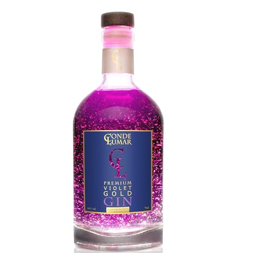 CONDE LUMAR Violet Premium Gin - Black Brombeeren & Blaubeeren - 23 Karat reinem Blattgold - Goldene Gin-Geschenkidee für Männer & Frauen - Premium Liqueur mit Goldzertifikat 40% Vol 70 cl von CL CONDE LUMAR