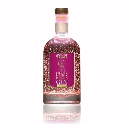 CONDE LUMAR - Pink Premium Gin - Strawberry & Pink Grapefruit Geschmack - 23 Karat Blattgold - Goldene Gin-Geschenkidee Männer & Frauen - Premium Liqueur mit Goldzertifikat 40% Vol 70 cl von CL CONDE LUMAR