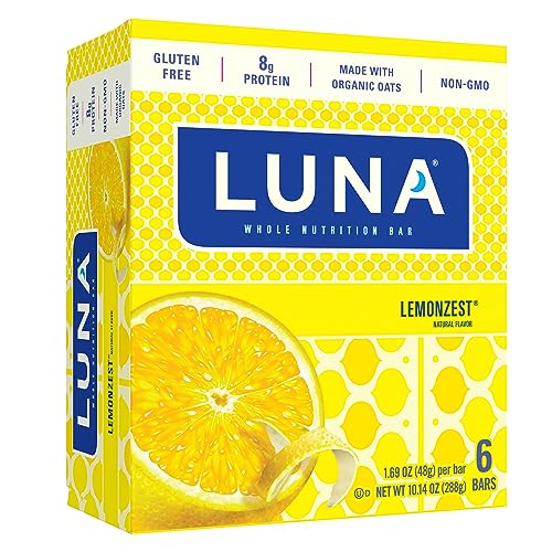 LUNA BAR - Gluten Free Snack Bars - Lemon Zest -8g of protein - Non-GMO - Plant-Based Wholesome Snacking - On the Go Snacks (1.69 Ounce Snack Bars, 6 Count) von CLIF Bar