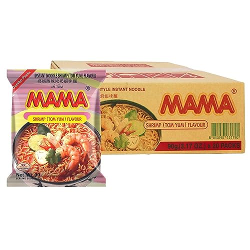 MAMA Instant Nudel Garnelen Tom Yum 20er pack (20 X 90 GR) Enthalten Kostenlose CNMART-Essstäbchen von CNMART