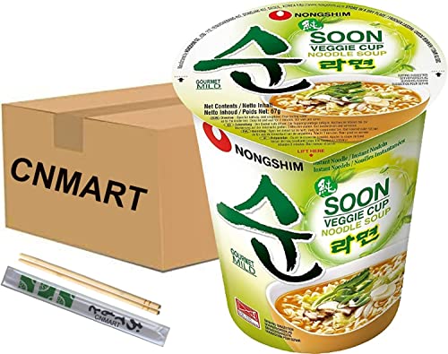 Soon Veggie Ramyun Cup Gemüse Suppe Instantnudeln 67g (24er Pack) Enthalten Kostenlose CNMART-Essstäbchen von CNMART