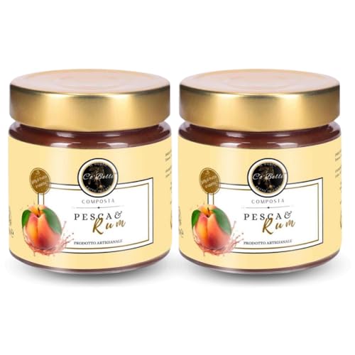 CO'BELLI - Pfirsich-Rum-Kompott, 2x220g - Italienisches Handwerksprodukt von CO’ BELLI IL GUSTO FATTO IN CASA