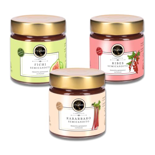 Italienische handwerklich hergestellte Marmeladen – Gourmet-Auswahl, 3x220g, Rhabarber, Feigen und Johannisbeeren von CO’ BELLI IL GUSTO FATTO IN CASA