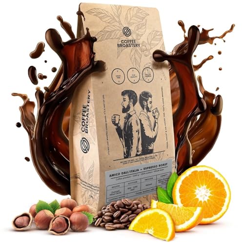 Coffee Broastery Bohnenkaffee Amico dall'Italia Espresso Roast 1kg 1000g | Brasilianischer Kaffee | Italienischer Stil | Frisch Geröstet | Kraft Coffee Roastery von COFFEE BROASTERY