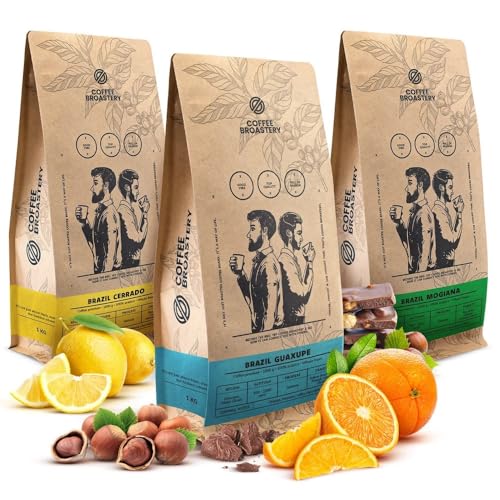 Coffee Broastery Kaffeebohnen Set 3x1kg 3000g | Brazil Guaxupe | Brazil Mogiana | Brazil Cerrado | Brasilien | Spezialitätenkaffee | Frisch Geröstet von COFFEE BROASTERY