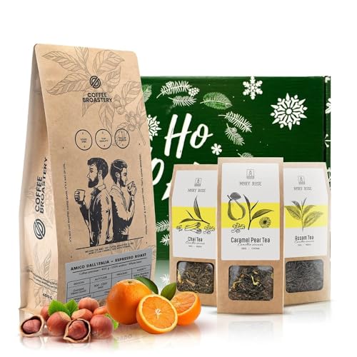 Coffee Broastery und Mary Rose Geschenkset mit Kaffee und Tee | Brasilianische Kaffeebohnen Coffee Broastery 400g | Tees Mary Rose 3x50g von COFFEE BROASTERY