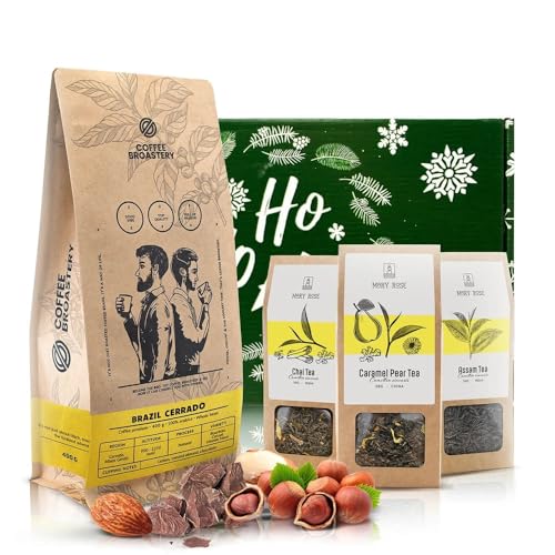 Coffee Broastery und Mary Rose Geschenkset mit Kaffee und Tee | Brasilianische Kaffeebohnen Coffee Broastery 400g | Tees Mary Rose 3x50g von COFFEE BROASTERY