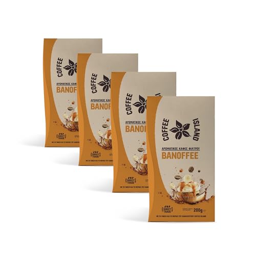 Coffee Island Filter Aromatisierter Kaffee Banoffee mit Mittel-Dunkel Röstung Vorverpackt (4 x 200g) von COFFEE ISLAND