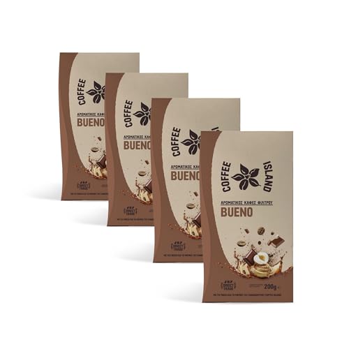 Coffee Island Filter Aromatisierter Kaffee Bueno mit Mittel-Dunkel Röstung vorverpackt (4 x 200g) von COFFEE ISLAND