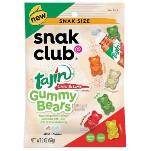 Tajin Snak Club Gummibärchen, verschiedene Fruchtbonbons mit Chili- und Limettengewürzen, milde, glutenfreie und vegane Snacks, 57 g (importierte USA) von COUGAR