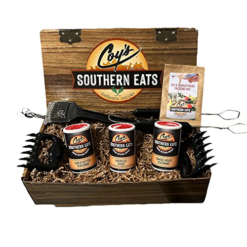 Coy's Southern Eats BBQ Gewürze/Rubs Grill-Geschenkbox – Fleischkrallen & Grillwerkzeuge – Gourmet Barbecue Shake – Einzigartiges Vatertagsgeschenk – Geburtstagsgeschenk – Paare Geschenke (Mac Daddy von COY'S