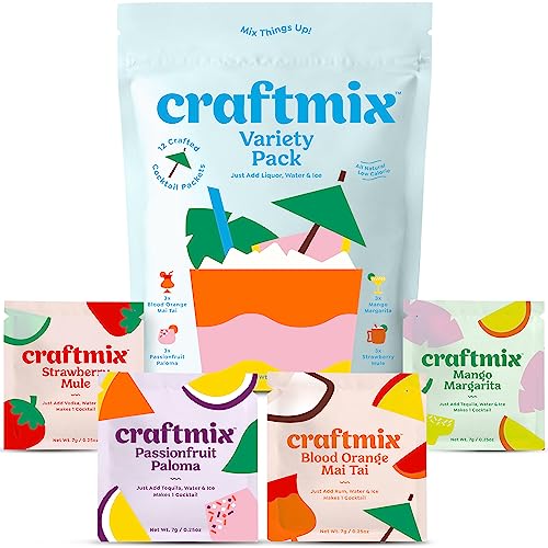 Craftmix Cocktail-Mixer im Sortimentspaket Mai Tai Margarita Mule Paloma Aromen Geschenk Reise Kit Skinny Natural Low Sugar Calorie Keto Mocktail Juice Drink Mix Set alkoholfrei Skinnie Girl Bitter Getränk von CRAFTMIX