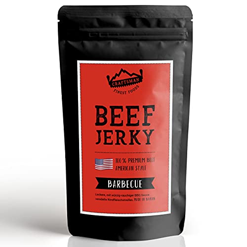 Craftsman Beef Jerky BARBECUE 250 g | Trockenfleisch aus Deutschland - Bayern | American Jerky Beef Set | 100% Rindfleisch | BBQ | Premium Beef | Meat Snack MADE IN GERMANY von CRAFTSMAN FINEST FOODS