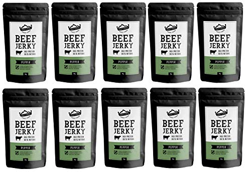 Craftsman Beef Jerky Pepper 500 g | Ohne Zucker | Aus Deutschland - Bayern | Jerky Beef Set 10 x 50g | 100% Rindfleisch | High Protein 68% | Trockenfleisch Pfeffer | 100% Natürlich von CRAFTSMAN FINEST FOODS