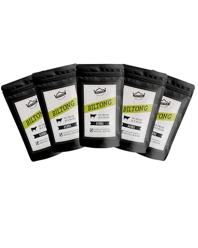 Craftsman Biltong Herbs Trockenfleisch | Beef Jerky Set aus Deutschland - Bayern | Ohne Zucker 100% Natürlich (5x 50g Herbs) von CRAFTSMAN FINEST FOODS