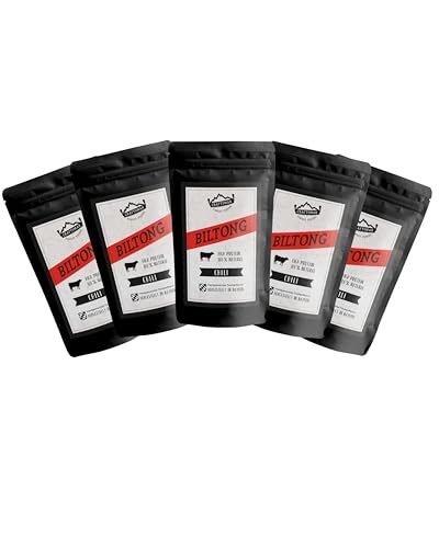 Craftsman Biltong Chili Trockenfleisch | Beef Jerky Set aus Deutschland - Bayern | Ohne Zucker 100% Natürlich | würzig scharf (5x 50g Chili) von CRAFTSMAN FINEST FOODS