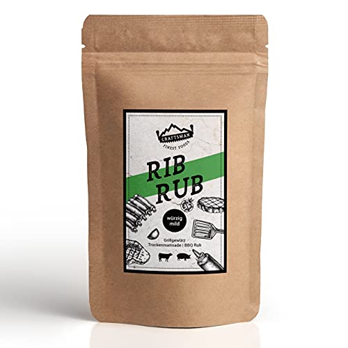 Craftsman Rib Rub 750 g | BBQ Rub für Spareribs | 100% natürlich | Premium Grillgewürz | Trockenmarinade für Rippchen | Gewürzmischung zum Grillen | Rib Rub - Dry Rub | zum marinieren von Fleisch von CRAFTSMAN FINEST FOODS